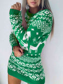 Christmas Element Round Neck Mini Sweater Dress king-general-store-5710.myshopify.com