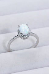 925 Sterling Silver 4-Prong Opal Ring - Kings Crown Jewel Boutique