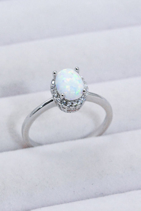 925 Sterling Silver 4-Prong Opal Ring - Kings Crown Jewel Boutique