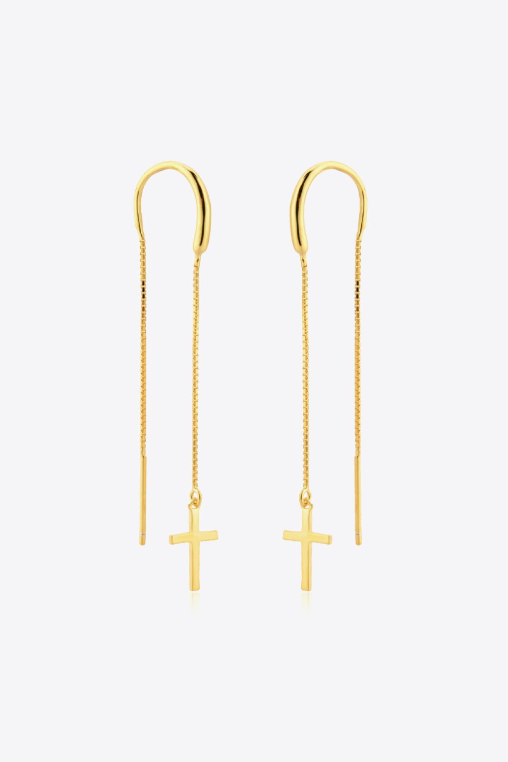 925 Sterling Silver Cross Threader Earrings - Kings Crown Jewel Boutique