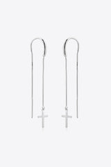 925 Sterling Silver Cross Threader Earrings - Kings Crown Jewel Boutique