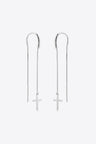 925 Sterling Silver Cross Threader Earrings - Kings Crown Jewel Boutique