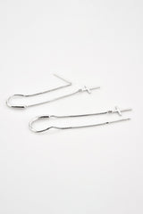 925 Sterling Silver Cross Threader Earrings - Kings Crown Jewel Boutique