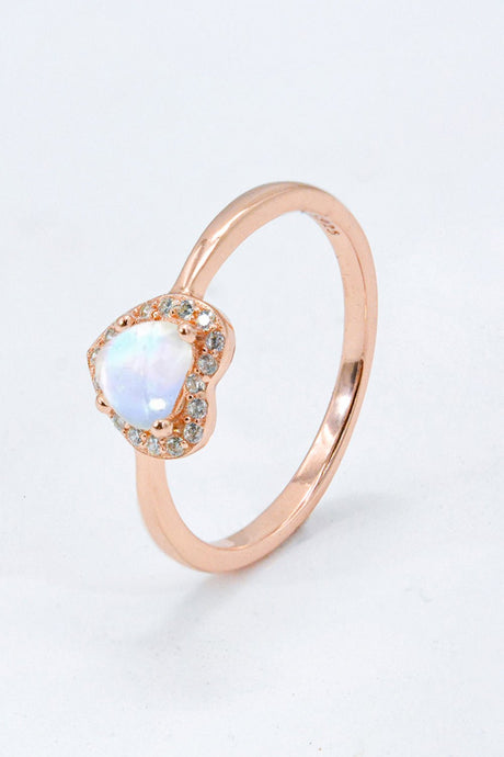 925 Sterling Silver Heart-Shaped Moonstone Ring - Kings Crown Jewel Boutique