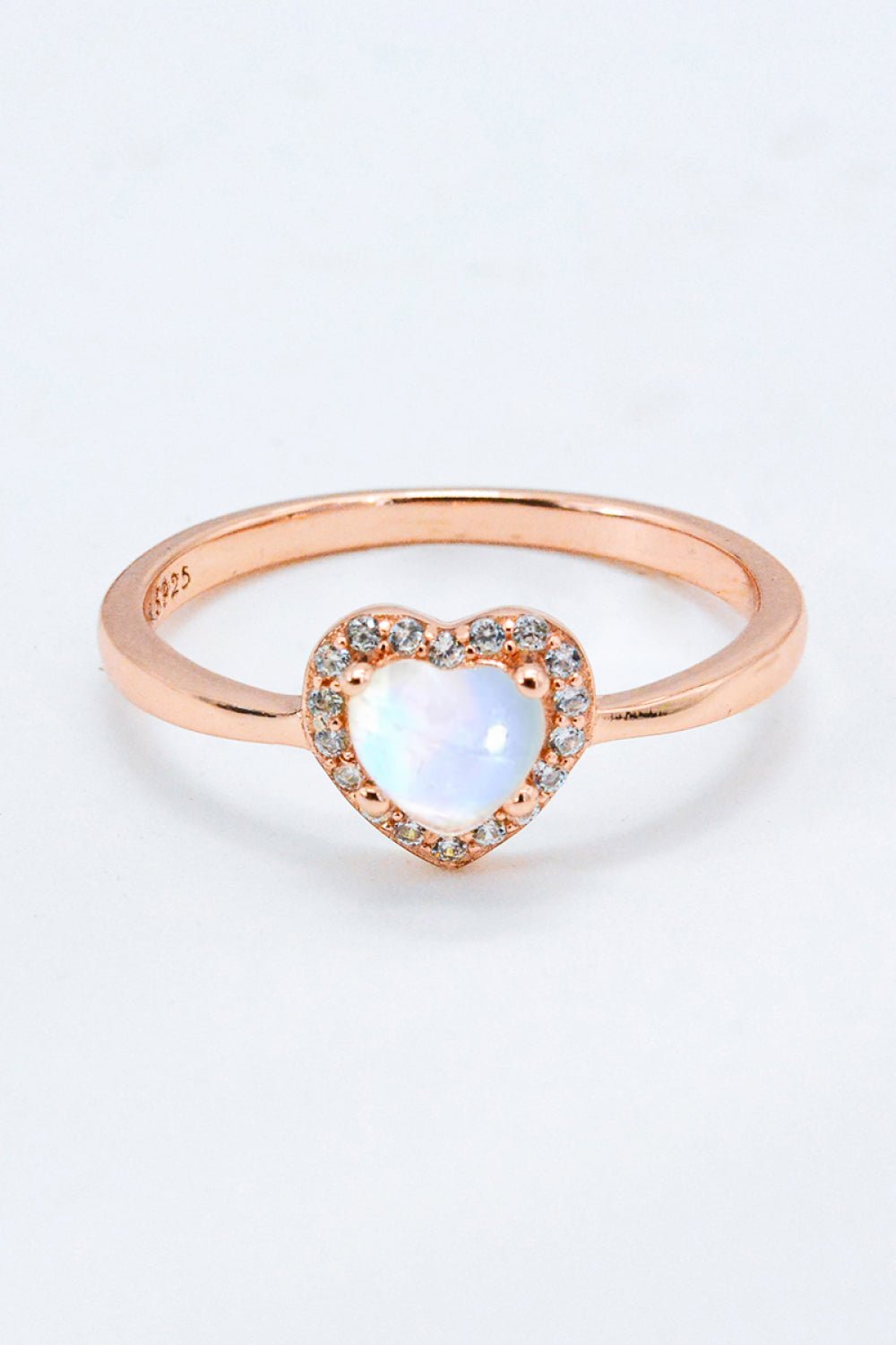 925 Sterling Silver Heart-Shaped Moonstone Ring - Kings Crown Jewel Boutique