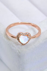 925 Sterling Silver Heart-Shaped Moonstone Ring - Kings Crown Jewel Boutique