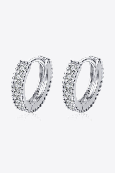 925 Sterling Silver Inlaid Moissanite Huggie Earrings - Kings Crown Jewel Boutique