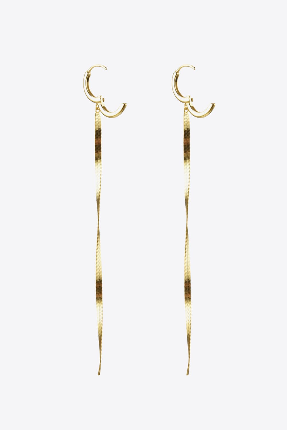 925 Sterling Silver Long Snake Chain Earrings - Kings Crown Jewel Boutique