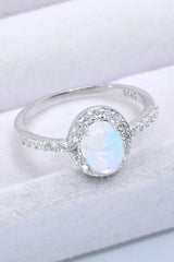 925 Sterling Silver Natural Moonstone Halo Ring - Kings Crown Jewel Boutique