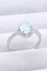 925 Sterling Silver Natural Moonstone Halo Ring - Kings Crown Jewel Boutique