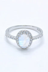 925 Sterling Silver Natural Moonstone Halo Ring - Kings Crown Jewel Boutique