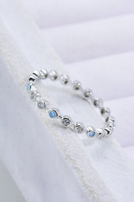 925 Sterling Silver Zircon and Natural Moonstone Ring - Kings Crown Jewel Boutique