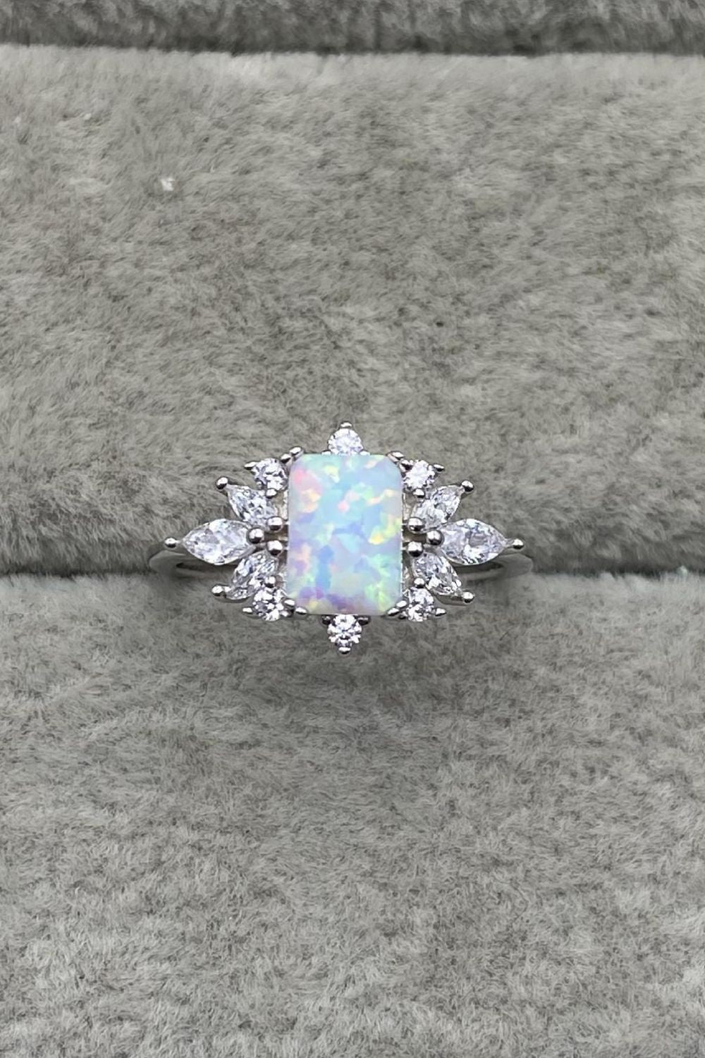 925 Sterling Silver Zircon and Opal Ring - Kings Crown Jewel Boutique