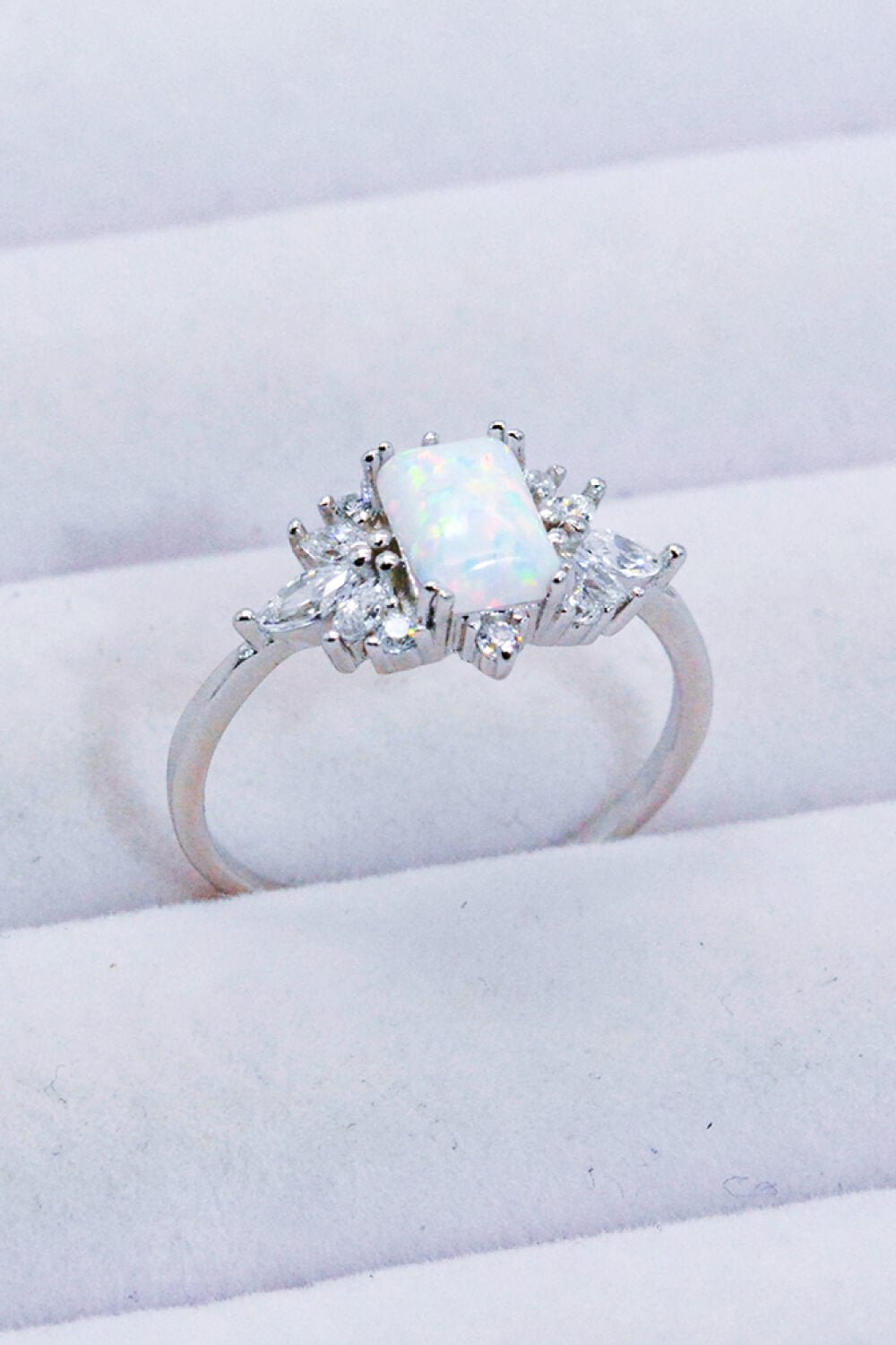 925 Sterling Silver Zircon and Opal Ring - Kings Crown Jewel Boutique