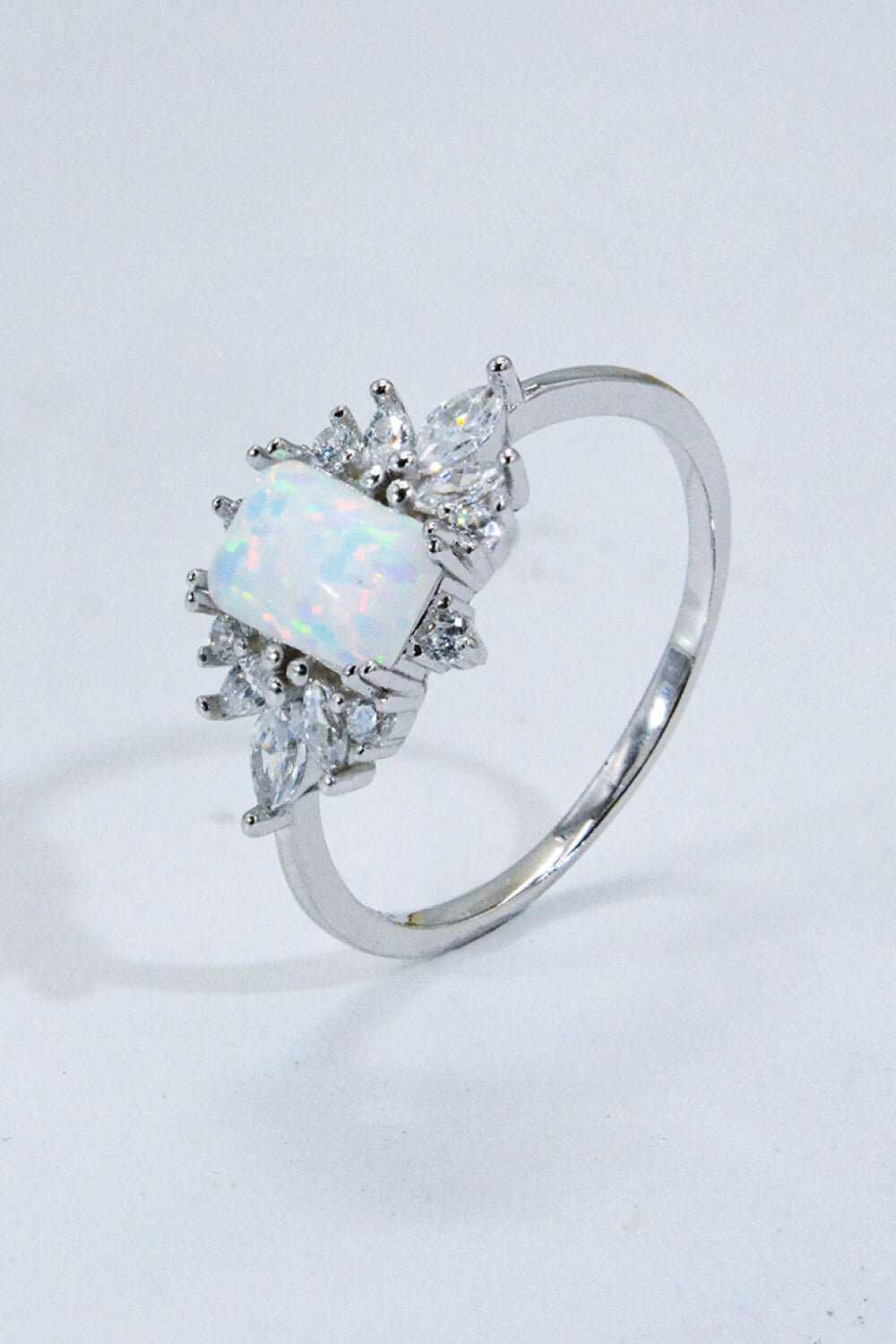 925 Sterling Silver Zircon and Opal Ring - Kings Crown Jewel Boutique