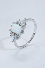 925 Sterling Silver Zircon and Opal Ring - Kings Crown Jewel Boutique