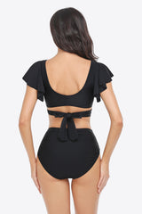 Two-Tone Flutter Sleeve Tied Two-Piece Swimsuit king-general-store-5710.myshopify.com