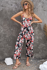 Botanical Print Spaghetti Strap Cropped Jumpsuit king-general-store-5710.myshopify.com