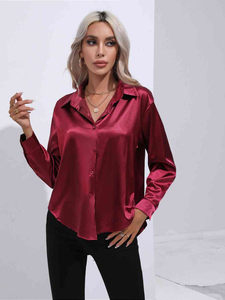 Collared Neck Buttoned Long Sleeve Shirt king-general-store-5710.myshopify.com