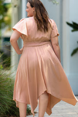 Plus Size Wide Waistband Surplice Neck Flutter Sleeve Midi Dress king-general-store-5710.myshopify.com