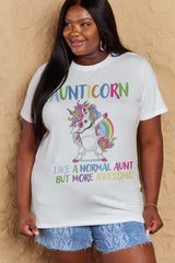 Simply Love Full Size AUNTICORN LIKE A NORMAL AUNT BUT MORE AWESOME Graphic Cotton Tee king-general-store-5710.myshopify.com