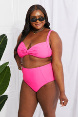 Marina West Swim Take A Dip Twist High-Rise Bikini in Pink king-general-store-5710.myshopify.com