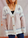 Geometric Button Front Long Sleeve Cardigan king-general-store-5710.myshopify.com