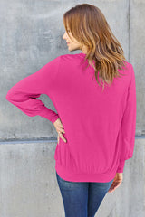 Basic Bae Full Size V-Neck Lantern Sleeve Blouse king-general-store-5710.myshopify.com