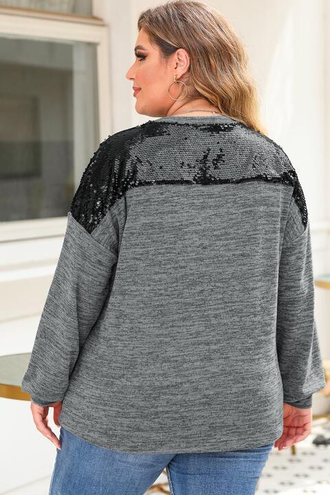 Plus Size Sequin Drop Shoulder Top king-general-store-5710.myshopify.com