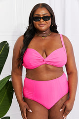 Marina West Swim Take A Dip Twist High-Rise Bikini in Pink king-general-store-5710.myshopify.com