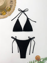 Textured Halter Neck Two-Piece Bikini Set