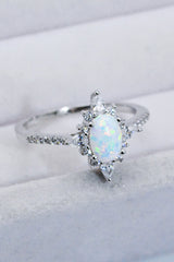 Platinum-Plated Opal and Zircon Ring king-general-store-5710.myshopify.com