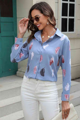 Printed Collared Neck Buttoned Shirt king-general-store-5710.myshopify.com