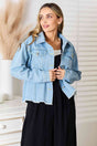 Double Take Dropped Shoulder Raw Hem Denim Jacket king-general-store-5710.myshopify.com