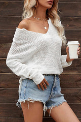 V-Neck Slit Knit Top king-general-store-5710.myshopify.com