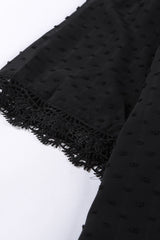 Plus Size Swiss Dot Spliced Lace V-Neck Blouse king-general-store-5710.myshopify.com