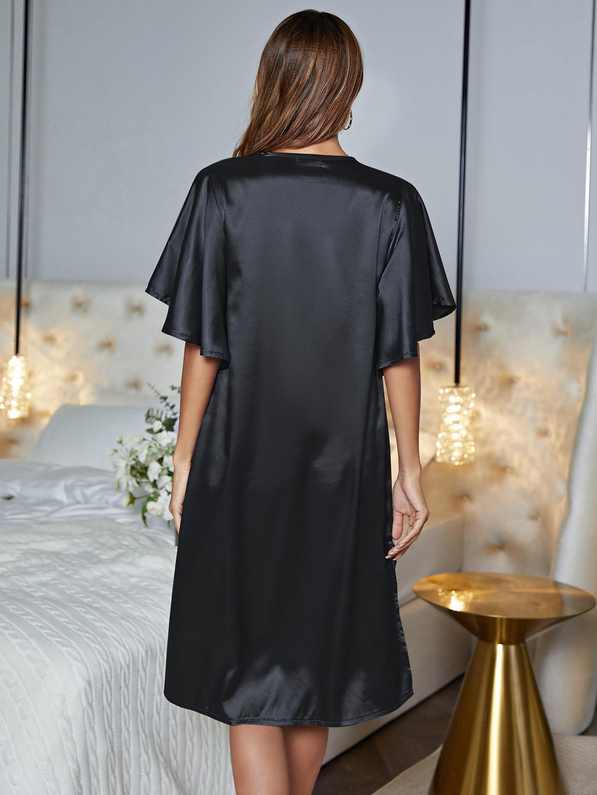 V-Neck Flutter Sleeve Night Dress king-general-store-5710.myshopify.com