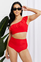 Marina West Swim Seaside Romance Ruffle One-Shoulder Bikini in Red king-general-store-5710.myshopify.com