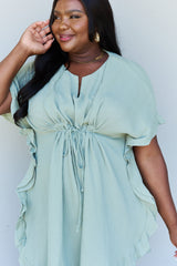 Ninexis Out Of Time Full Size Ruffle Hem Dress with Drawstring Waistband in Light Sage king-general-store-5710.myshopify.com