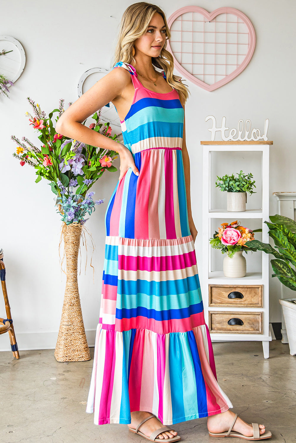 Striped Sleeveless Maxi Dress king-general-store-5710.myshopify.com