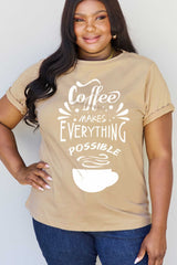 Simply Love Full Size COFFEE MAKES EVERYTHING POSSIBLE Graphic Cotton Tee king-general-store-5710.myshopify.com