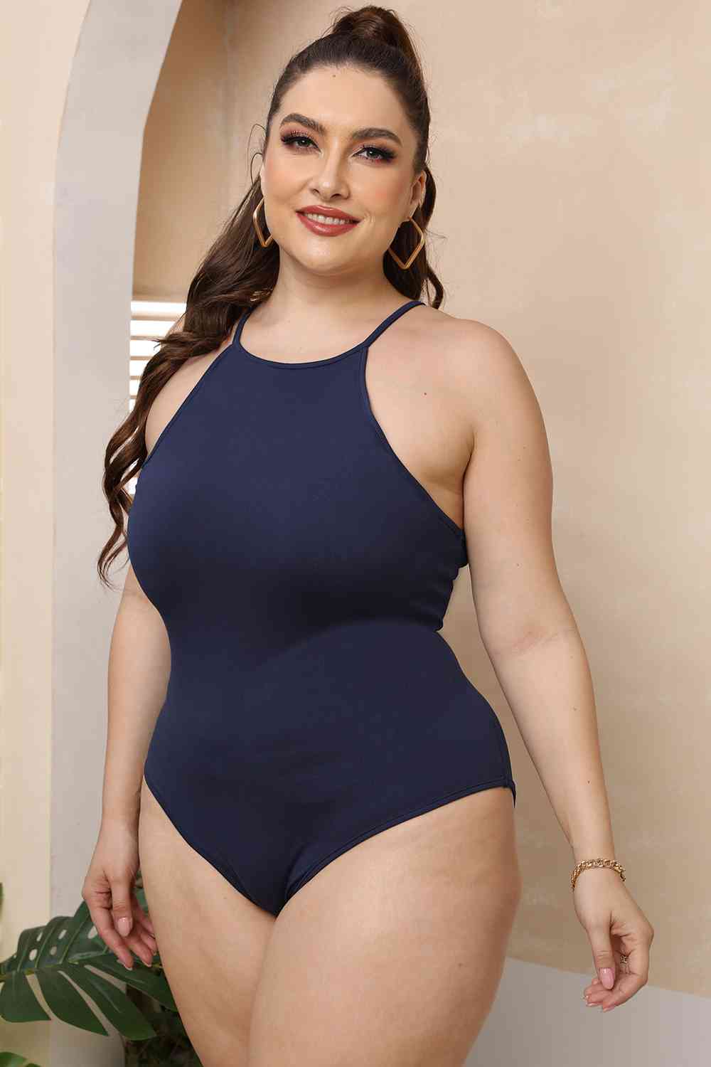 Plus Size Halter Neck Spaghetti Strap Bodysuit king-general-store-5710.myshopify.com