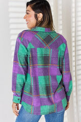 Zenana Plaid Button Up Long Sleeve Shacket king-general-store-5710.myshopify.com