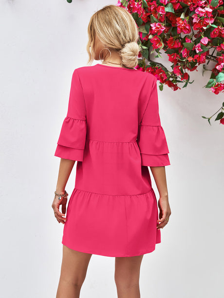 V-Neck Flare Sleeve Mini Dress king-general-store-5710.myshopify.com