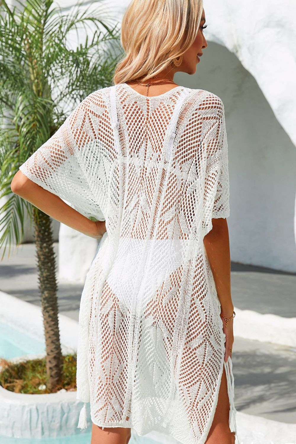 Side Slit Tassel Openwork Cover-Up Dress king-general-store-5710.myshopify.com