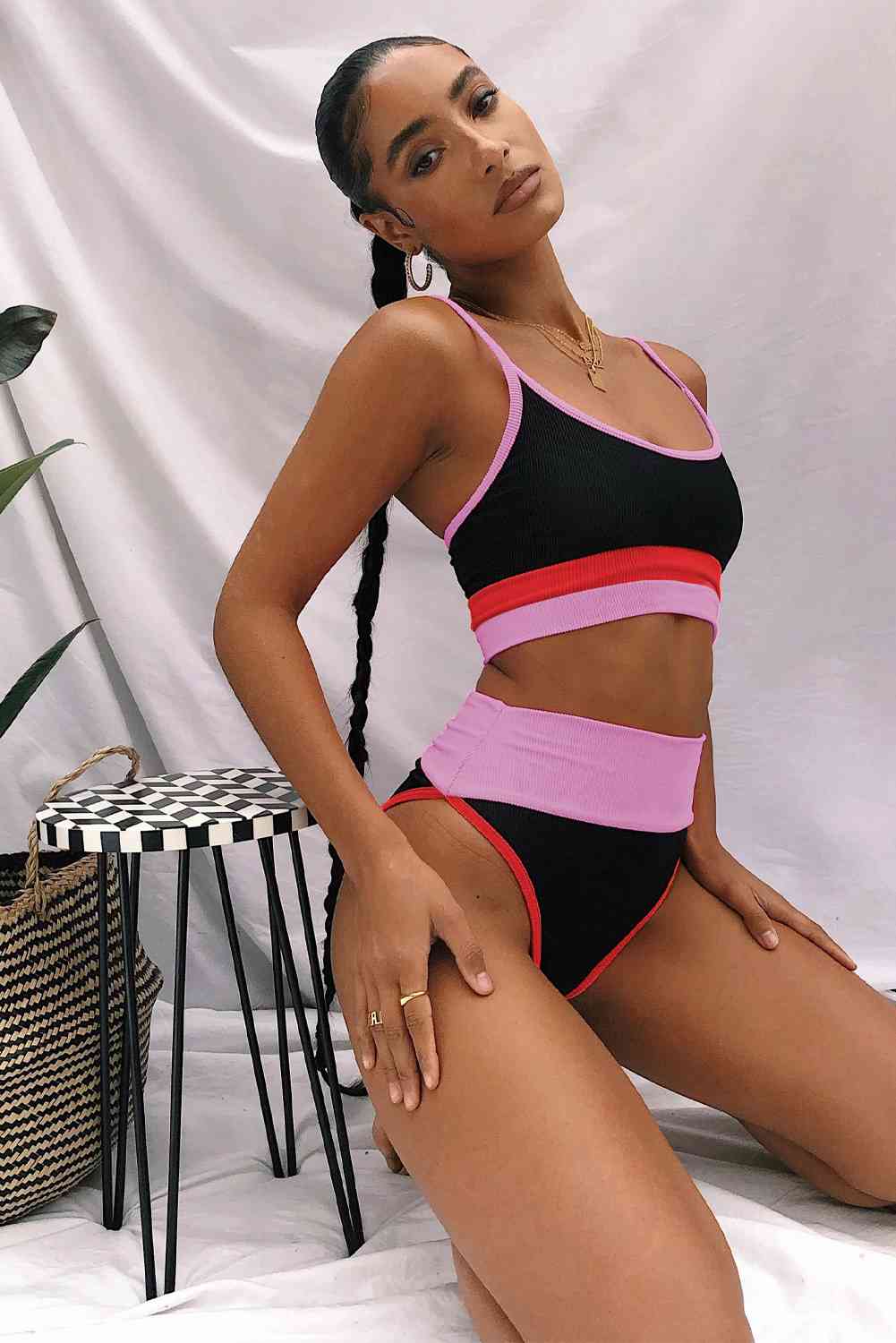 Color Block Spaghetti Strap Two-Piece Swim Set king-general-store-5710.myshopify.com