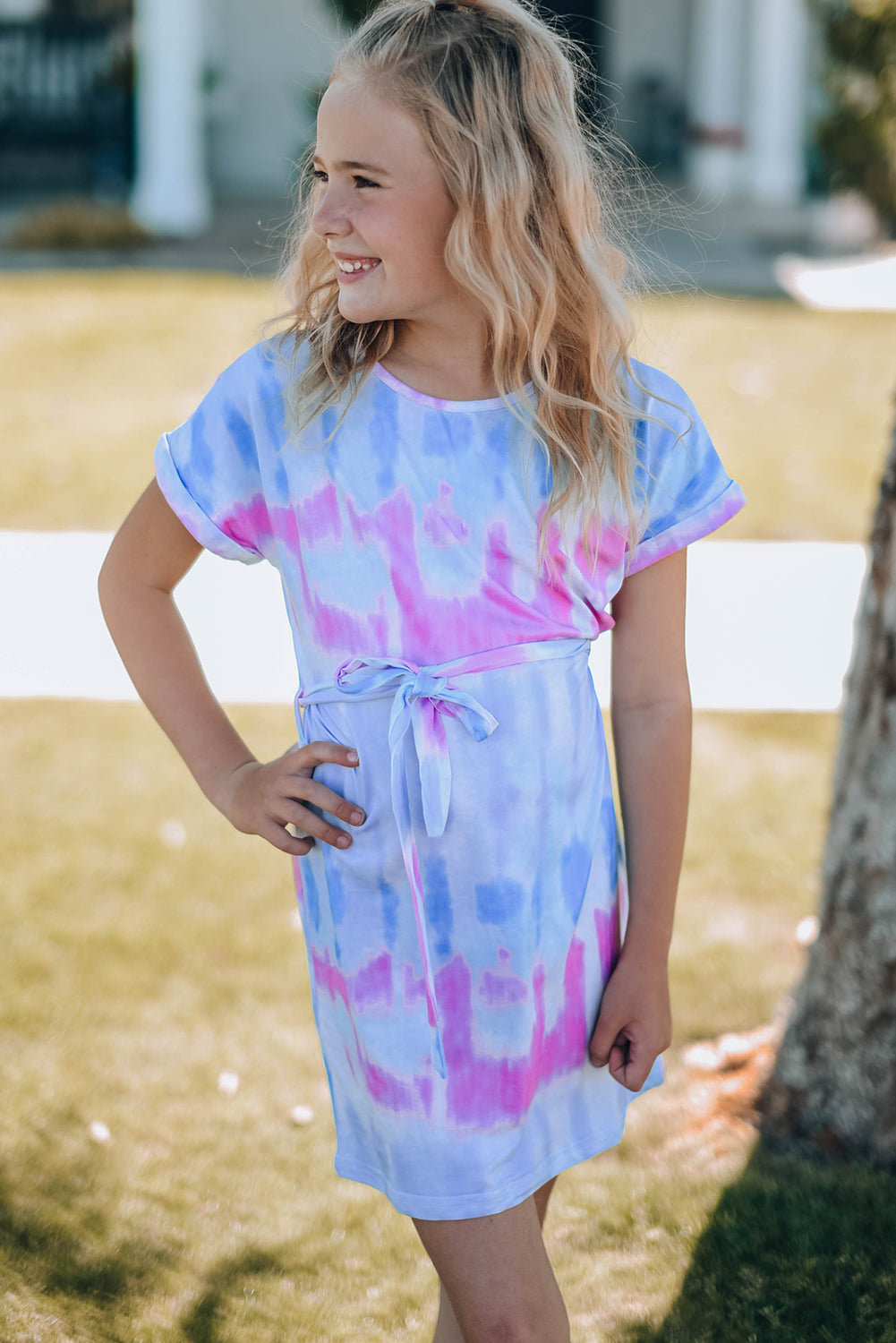 Girls Tie-Dye Belted T-Shirt Dress king-general-store-5710.myshopify.com