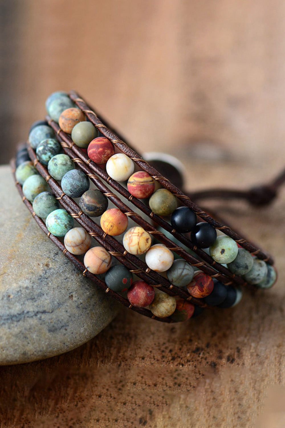 Handmade Triple Layer Beaded Agate Bracelet king-general-store-5710.myshopify.com