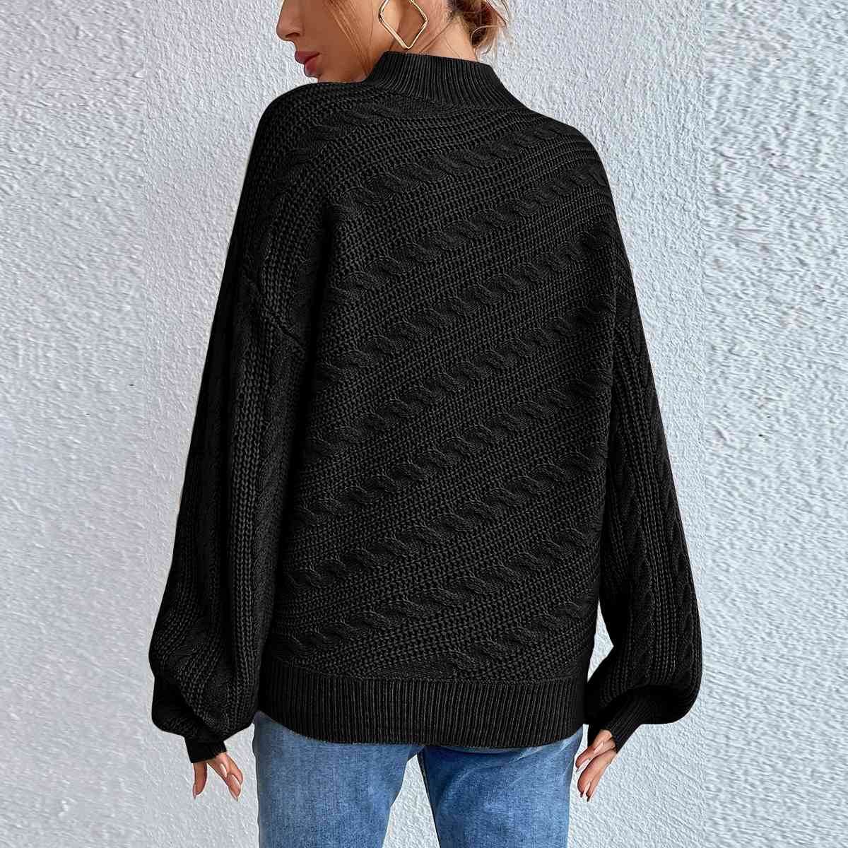 Cable-Knit Mock Neck  Long Sleeve Sweater king-general-store-5710.myshopify.com