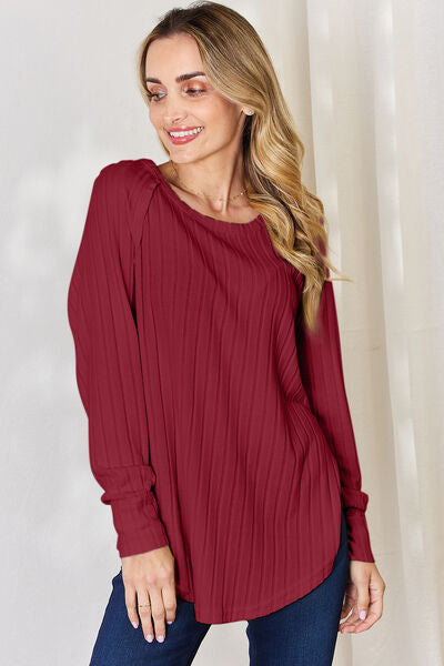 Basic Bae Full Size Ribbed Round Neck Slit T-Shirt king-general-store-5710.myshopify.com